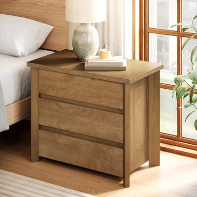 Tribesigns Table de nuit en bois avec 3 tiroirs, grande table de nuit rustique avec rangement pour chambre à coucher et petits espaces, assemblage facile, marron rustique (1 pièce) - Publicité Tribesigns Table de nuit en bois avec 3 tiroirs, grande table de nuit rustique avec rangement pour chambre à coucher et petits espaces, assemblage facile, marron rustique (1 pièce) - Publicité