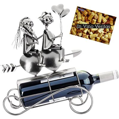 BRUBAKER Porte-Bouteilles à Vin Couple d'amoureux sur cœur Flèche en Métal Couple avec Ballons et Fleur 34 cm Décoration avec Carte de Vœux Cadeau de Vin pour la Saint Valentin - Publicité BRUBAKER Porte-Bouteilles à Vin Couple d'amoureux sur cœur Flèche en Métal Couple avec Ballons et Fleur 34 cm Décoration avec Carte de Vœux Cadeau de Vin pour la Saint Valentin - Publicité