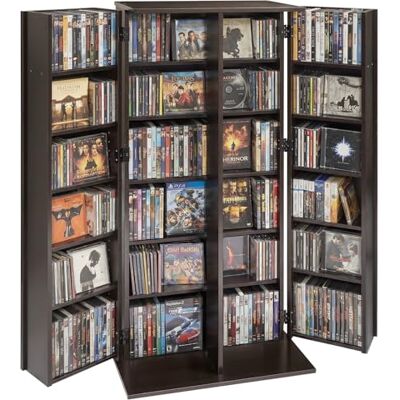 VEVOR Bibliothèque Étagère, Meuble de Rangement Multimédia à 6 Niveaux, Armoire Biblio pour CD, DVD, Livres, Jeux, avec Portes et Étagères Réglables pour Bureau, Studio, Salon, 610x368x1270 mm, Marron - Publicité VEVOR Bibliothèque Étagère, Meuble de Rangement Multimédia à 6 Niveaux, Armoire Biblio pour CD, DVD, Livres, Jeux, avec Portes et Étagères Réglables pour Bureau, Studio, Salon, 610x368x1270 mm, Marron - Publicité