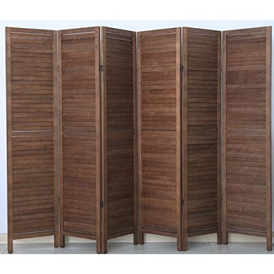 PEGANE Paravent persienne de 6 pans en Bois, Coloris Brun Dim : H170 x L240cm - Publicité PEGANE Paravent persienne de 6 pans en Bois, Coloris Brun Dim : H170 x L240cm - Publicité