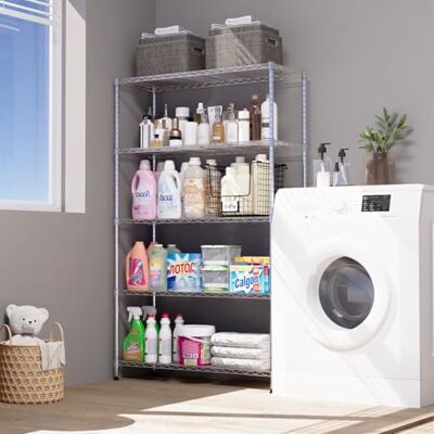 KARAT Étagère grillagée Everest Étagère multifonctionnelle en métal pour Cuisine, Salle de Bain, Cave ou Bureau Stockage Acier, Charge Max. 70 kg par Niveau Chromé (90 x 45 x 160 cm 4 Niveaux) - Publicité KARAT Étagère grillagée Everest Étagère multifonctionnelle en métal pour Cuisine, Salle de Bain, Cave ou Bureau Stockage Acier, Charge Max. 70 kg par Niveau Chromé (90 x 45 x 160 cm 4 Niveaux) - Publicité