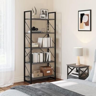 YITAHOME Étagère à 5 Niveaux pour Livres, Films dans Le Salon, Le Bureau, Gris Anthracite + Noir - Publicité YITAHOME Étagère à 5 Niveaux pour Livres, Films dans Le Salon, Le Bureau, Gris Anthracite + Noir - Publicité