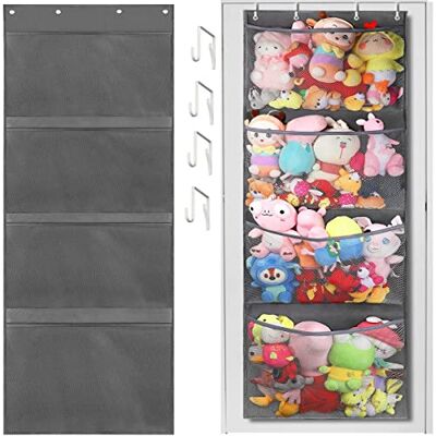 JTWEB Étagère Suspendue Mural Pliable, Organiseur Placard de Rangement à 4 Compartiments en Maille pour Jouets de Enfants, Rangement à Suspendre pour Animaux en Peluche,165x60 cm (Gris) - Publicité JTWEB Étagère Suspendue Mural Pliable, Organiseur Placard de Rangement à 4 Compartiments en Maille pour Jouets de Enfants, Rangement à Suspendre pour Animaux en Peluche,165x60 cm (Gris) - Publicité