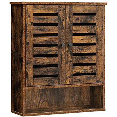 VASAGLE Meuble de Rangement Suspendu pour Salle de Bain, Armoire à Pharmacie, Placard, Compartiment Ouvert, étagère réglable en Hauteur, 60 x 20 x 70 cm, Marron Rustique BBK121X01 - Publicité VASAGLE Meuble de Rangement Suspendu pour Salle de Bain, Armoire à Pharmacie, Placard, Compartiment Ouvert, étagère réglable en Hauteur, 60 x 20 x 70 cm, Marron Rustique BBK121X01 - Publicité