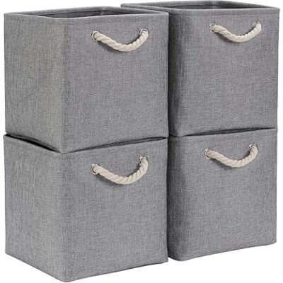 Mangata Cube de Rangement en Tissu, Boîte de Rangement Pliable, Gris, 25x25x25cm, 4 - Publicité Mangata Cube de Rangement en Tissu, Boîte de Rangement Pliable, Gris, 25x25x25cm, 4 - Publicité