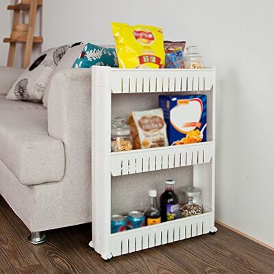 LANTUS Chariot de Cuisine,ABS Étagère de Rangement Fine, Meuble de Cuisine, Meuble de Rangement à roulettes, Étagère de Cuisine roulante, Etagère pour Cuisine Rangement (54.5*12.5*71cm --trois couches) - Publicité LANTUS Chariot de Cuisine,ABS Étagère de Rangement Fine, Meuble de Cuisine, Meuble de Rangement à roulettes, Étagère de Cuisine roulante, Etagère pour Cuisine Rangement (54.5*12.5*71cm --trois couches) - Publicité