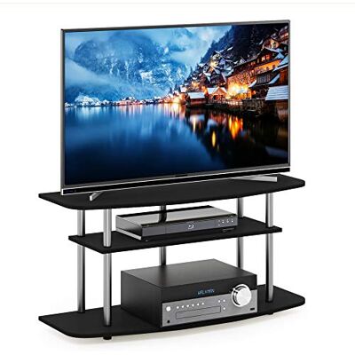 Furinno Frans Meuble TV pour Téléviseur Jusqu'à 46 Pouces, Engineered Wood, Chêne Noir, 3 Niveaux - Publicité Furinno Frans Meuble TV pour Téléviseur Jusqu'à 46 Pouces, Engineered Wood, Chêne Noir, 3 Niveaux - Publicité