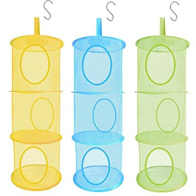 LIVEHITOP Lot de 3 Corbeille de Rangement en Maille, 3 Niveaux Pliable réseau l'espace de Stockage économie Sacs DE Rangement pour Petit colethes Noël Cadeau (Bleu, Vert, Jaune) - Publicité LIVEHITOP Lot de 3 Corbeille de Rangement en Maille, 3 Niveaux Pliable réseau l'espace de Stockage économie Sacs DE Rangement pour Petit colethes Noël Cadeau (Bleu, Vert, Jaune) - Publicité
