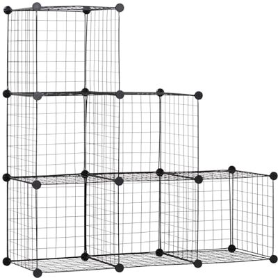 HOMCOM Étagère enfichable, système d'étagères à 6 compartiments, étagère cube DIY en grillage métallique, étagère à niveaux pour salon, chambre à coucher, noir, 109 x 37 x 109 cm - Publicité HOMCOM Étagère enfichable, système d'étagères à 6 compartiments, étagère cube DIY en grillage métallique, étagère à niveaux pour salon, chambre à coucher, noir, 109 x 37 x 109 cm - Publicité