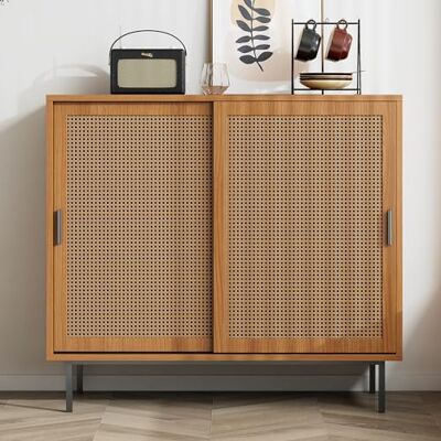 Merax Buffet de cuisine, commode avec 2 portes coulissantes, étagère réglable, armoire d'appoint pour salon et salle à manger, 100 x 37 x 90 cm - Publicité Merax Buffet de cuisine, commode avec 2 portes coulissantes, étagère réglable, armoire d'appoint pour salon et salle à manger, 100 x 37 x 90 cm - Publicité