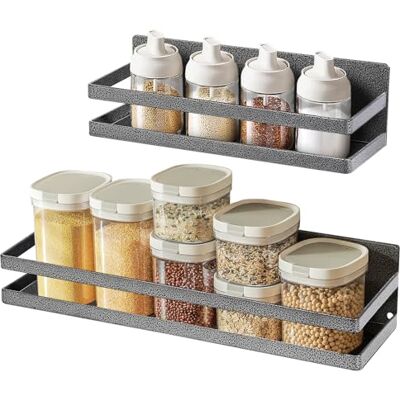 Uten Lot de 2 étagères magnétiques pour épices Amovibles Sans perçage Pour l'organisation et le rangement de pots à épices et bouteilles d'assaisonnement Noir - Publicité Uten Lot de 2 étagères magnétiques pour épices Amovibles Sans perçage Pour l'organisation et le rangement de pots à épices et bouteilles d'assaisonnement Noir - Publicité