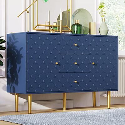 Merax Commode, Armoire de Rangement, Commode à tiroirs pour Chambre à Coucher, Salon, Bureau, tiroir avec Beaucoup d'espace de Rangement (2 Portes et 3 tiroirs, Bleu) - Publicité Merax Commode, Armoire de Rangement, Commode à tiroirs pour Chambre à Coucher, Salon, Bureau, tiroir avec Beaucoup d'espace de Rangement (2 Portes et 3 tiroirs, Bleu) - Publicité