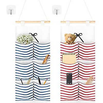 LiangDian Sacs de Rangement Suspendus 2 Pcs Sac d’Organisateur de Mural à Rayures Multifonctionnel Sac de Rangement Suspendus en Tissu à 6 Grilles pour Placard Armoire Chambre Cuisine Décoration - Publicité LiangDian Sacs de Rangement Suspendus 2 Pcs Sac d’Organisateur de Mural à Rayures Multifonctionnel Sac de Rangement Suspendus en Tissu à 6 Grilles pour Placard Armoire Chambre Cuisine Décoration - Publicité