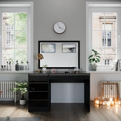 Vicco Coiffeuse Sherry, Noir/Or, 120cm sans Miroir, 5 tiroirs pour différents Besoins de Rangement - Publicité Vicco Coiffeuse Sherry, Noir/Or, 120cm sans Miroir, 5 tiroirs pour différents Besoins de Rangement - Publicité