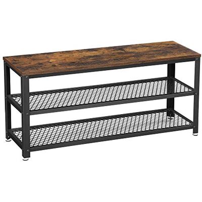 VASAGLE Banc à chaussures, Étagère de rangement à 2 niveaux, Organisateur, à chaussures, 100 x 30 x 45 cm, pour entrée, salon, cadre en acier, style industriel, Marron Rustique et Noir LBS078B01 - Publicité VASAGLE Banc à chaussures, Étagère de rangement à 2 niveaux, Organisateur, à chaussures, 100 x 30 x 45 cm, pour entrée, salon, cadre en acier, style industriel, Marron Rustique et Noir LBS078B01 - Publicité
