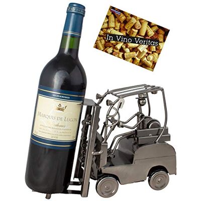 BRUBAKER Porte-Bouteille de vin Cariste/Chariot élévateur Métal Carte de vœux Incluse Idée Cadeau Originale Objet décoratif - Publicité BRUBAKER Porte-Bouteille de vin Cariste/Chariot élévateur Métal Carte de vœux Incluse Idée Cadeau Originale Objet décoratif - Publicité