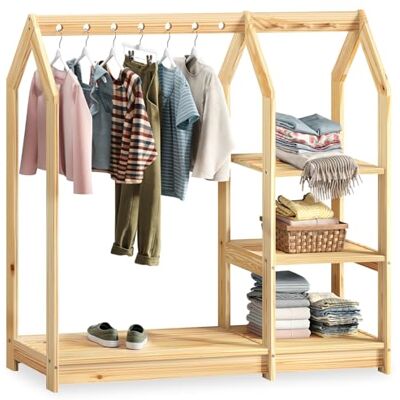 IDIMEX Penderie Enfant Sally H 120 cm en Bois Massif Coloris Naturel avec Étagères, Portant Enfant Montessori Dressing avec Tringle à Vêtements et Tablette Inférieure - Publicité IDIMEX Penderie Enfant Sally H 120 cm en Bois Massif Coloris Naturel avec Étagères, Portant Enfant Montessori Dressing avec Tringle à Vêtements et Tablette Inférieure - Publicité