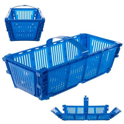 KADAX Panier de récolte, en plastique, 40 x 18 x 11,5 cm, pliable, avec poignée, pour cueillir les fruits, rectangulaire, bleu - Publicité KADAX Panier de récolte, en plastique, 40 x 18 x 11,5 cm, pliable, avec poignée, pour cueillir les fruits, rectangulaire, bleu - Publicité