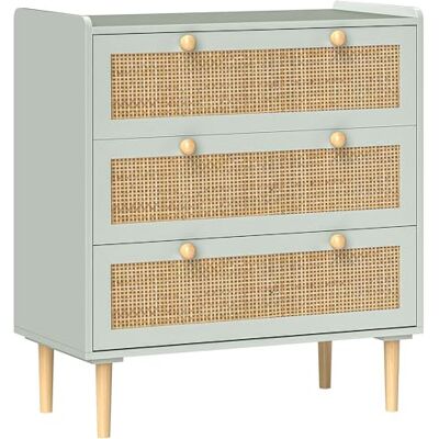 HOMCOM Commode d'appoint avec 3 tiroirs, sideboard style boho, aspect rotin, commode à tiroirs pour salon, chambre à coucher, bleu clair 80 x 40 x 87,5 cm - Publicité HOMCOM Commode d'appoint avec 3 tiroirs, sideboard style boho, aspect rotin, commode à tiroirs pour salon, chambre à coucher, bleu clair 80 x 40 x 87,5 cm - Publicité