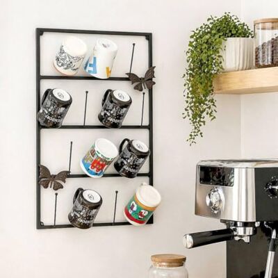 DanDiBo Porte-gobelet mural en métal noir 60 cm 93850 Crochet de cuisine vintage antique Porte-tasses Étagère murale - Publicité DanDiBo Porte-gobelet mural en métal noir 60 cm 93850 Crochet de cuisine vintage antique Porte-tasses Étagère murale - Publicité
