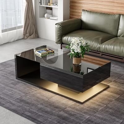 Merax Table de salon LED basse avec tiroirs, table basse moderne, 105 x 55 x 32,5 cm, noire - Publicité Merax Table de salon LED basse avec tiroirs, table basse moderne, 105 x 55 x 32,5 cm, noire - Publicité