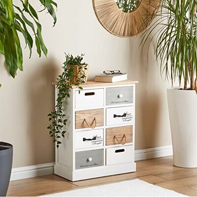 IDIMEX Commode Chambre Salva L 54 cm en Bois Massif Blanc et Brun avec 8 tiroirs Meuble Rangement Style Shabby Chic Vintage Rustique - Publicité IDIMEX Commode Chambre Salva L 54 cm en Bois Massif Blanc et Brun avec 8 tiroirs Meuble Rangement Style Shabby Chic Vintage Rustique - Publicité