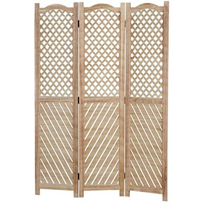 Décoshop26 Paravent en 3 Panneaux séparateur de pièce en Bois Naturel Motif fraisé 170x120 cm PAR06093 - Publicité Décoshop26 Paravent en 3 Panneaux séparateur de pièce en Bois Naturel Motif fraisé 170x120 cm PAR06093 - Publicité
