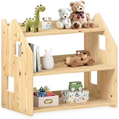 IDIMEX Étagère Enfant Yasmin Forme Maison 3 étages 65 x 60 x 41 cm Bois Coloris Naturel – idéale Chambre Rangement Montessori - Publicité IDIMEX Étagère Enfant Yasmin Forme Maison 3 étages 65 x 60 x 41 cm Bois Coloris Naturel – idéale Chambre Rangement Montessori - Publicité