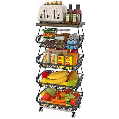 LANTUS Panier de Fruits et Legumes avec Roues, Support Utilitaire de Panier de Fruits Roulant empilable à 5 Niveaux, Panier a Legumes pour la Cuisine, Garde-Manger,Les Toilettes 40 * 30 * 94cm - Publicité LANTUS Panier de Fruits et Legumes avec Roues, Support Utilitaire de Panier de Fruits Roulant empilable à 5 Niveaux, Panier a Legumes pour la Cuisine, Garde-Manger,Les Toilettes 40 * 30 * 94cm - Publicité