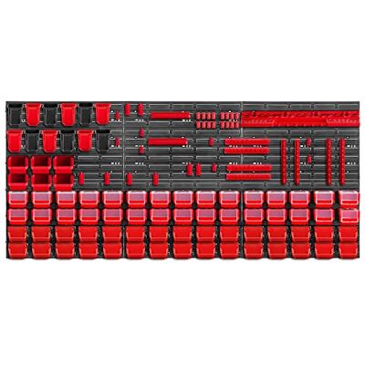KADAX Lot de 121 Grande étagère murale à outils, système de stockage 174 x 78 cm, en plastique robuste, système modulaire résistant aux UV, plaques murales extensibles, étagère (rouge) - Publicité KADAX Lot de 121 Grande étagère murale à outils, système de stockage 174 x 78 cm, en plastique robuste, système modulaire résistant aux UV, plaques murales extensibles, étagère (rouge) - Publicité