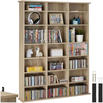 tectake ® Étagère Bibliothèque Étagère Rangement CD/DVD pour 840 CDs 105,5x19x136,5 cm Meuble de Rangement Moderne pour Rangement Bureau, Salon, Chambre, Etagere Rangement Meubles de Salon - Publicité tectake ® Étagère Bibliothèque Étagère Rangement CD/DVD pour 840 CDs 105,5x19x136,5 cm Meuble de Rangement Moderne pour Rangement Bureau, Salon, Chambre, Etagere Rangement Meubles de Salon - Publicité