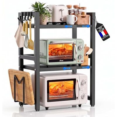 Kiseely Étagère Extensible à 3 Niveaux pour Micro-Ondes,Métal Four à Micro-Étagère pour Micro,support pour four,Salle à Manger avec Crochets,pour Micro Ondes pour comptoir de Cuisine (Noir TL3, 3 Niveaux) - Publicité Kiseely Étagère Extensible à 3 Niveaux pour Micro-Ondes,Métal Four à Micro-Étagère pour Micro,support pour four,Salle à Manger avec Crochets,pour Micro Ondes pour comptoir de Cuisine (Noir TL3, 3 Niveaux) - Publicité