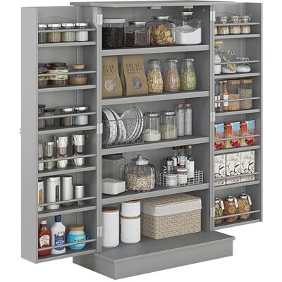 HOMCOM Armoire de Cuisine Buffet Cuisine vaisselier Meuble de Rangement Moderne avec placards, étagère réglable et 12 Porte-épices, Garde-Manger pour Salle à Manger, Salon, 60 x 30 x 104 cm, Gris - Publicité HOMCOM Armoire de Cuisine Buffet Cuisine vaisselier Meuble de Rangement Moderne avec placards, étagère réglable et 12 Porte-épices, Garde-Manger pour Salle à Manger, Salon, 60 x 30 x 104 cm, Gris - Publicité