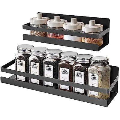 Uten Etagère Cuisine Magnétique, 2 Pièces Étagère à Épices Aimantée, Étagère Magnétique Pour Réfrigérateur, Etagere a Epices Murale pour Réfrigérateur et Surfaces Métalliques – Noir - Publicité Uten Etagère Cuisine Magnétique, 2 Pièces Étagère à Épices Aimantée, Étagère Magnétique Pour Réfrigérateur, Etagere a Epices Murale pour Réfrigérateur et Surfaces Métalliques – Noir - Publicité