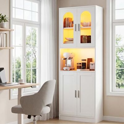 YITAHOME Bibliothèque Haute étagère en Bois avec Portes, bibliothèque Moderne avec Espace d'exposition, Meuble de Rangement avec éclairage pour la Maison, Le Bureau, Le Salon, Blanc - Publicité YITAHOME Bibliothèque Haute étagère en Bois avec Portes, bibliothèque Moderne avec Espace d'exposition, Meuble de Rangement avec éclairage pour la Maison, Le Bureau, Le Salon, Blanc - Publicité