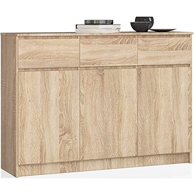 AKORD Commode K 140 cm 3 Tiroirs et 3 Portes pour Le Salon Chambre Armoire Salon Design Moderne Fonctionnel Panneau Stratifié 16mm Couleur Chêne Sonoma - Publicité AKORD Commode K 140 cm 3 Tiroirs et 3 Portes pour Le Salon Chambre Armoire Salon Design Moderne Fonctionnel Panneau Stratifié 16mm Couleur Chêne Sonoma - Publicité