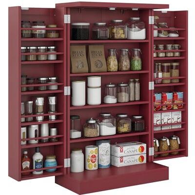 HOMCOM Buffet Cuisine Rangement Armoire Cuisine 12 étagères de Porte Planches réglables 60 x 30 x 104 cm pour Salon, Salle à Manger en Bois Rouge - Publicité HOMCOM Buffet Cuisine Rangement Armoire Cuisine 12 étagères de Porte Planches réglables 60 x 30 x 104 cm pour Salon, Salle à Manger en Bois Rouge - Publicité