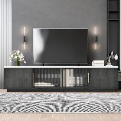BTM Meuble TV 160cm, Deluxe 70 Pouces, Gris Élégant, Plateau Marbré, Gestion Câbles, Tiroirs Push-to-Open, Meuble Tele Nior - Publicité BTM Meuble TV 160cm, Deluxe 70 Pouces, Gris Élégant, Plateau Marbré, Gestion Câbles, Tiroirs Push-to-Open, Meuble Tele Nior - Publicité