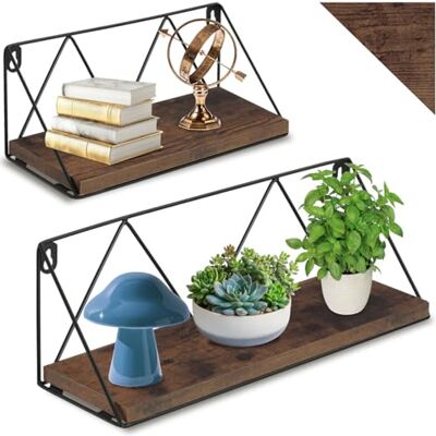 tectake ® Lot de 2 Étagère Murale Style Industriel, Étagères suspendues, Decoration Maison Decoration Chambre Cuisine Salon Bureau, Etagere Murale, 33.5 x 13 x 13 cm / 41 x 13 x 14.5 cm, Bois foncé - Publicité tectake ® Lot de 2 Étagère Murale Style Industriel, Étagères suspendues, Decoration Maison Decoration Chambre Cuisine Salon Bureau, Etagere Murale, 33.5 x 13 x 13 cm / 41 x 13 x 14.5 cm, Bois foncé - Publicité