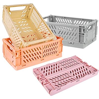 Vegena Lot de 4 petites boîtes pliantes en plastique solide Mini boîtes de rangement pliables Petites boîtes de rangement pliantes 25,5 x 15 x 9,7 cm - Publicité Vegena Lot de 4 petites boîtes pliantes en plastique solide Mini boîtes de rangement pliables Petites boîtes de rangement pliantes 25,5 x 15 x 9,7 cm - Publicité