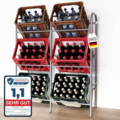 KARAT Support de Rangement pour 6 caisses Étagère en métal pour caisses de Boissons avec Fixation Murale Porte-caisses métallique pour Cave, Garde-Manger Gris 96,5 x 32,5 x 115,5 cm (Rocket) - Publicité KARAT Support de Rangement pour 6 caisses Étagère en métal pour caisses de Boissons avec Fixation Murale Porte-caisses métallique pour Cave, Garde-Manger Gris 96,5 x 32,5 x 115,5 cm (Rocket) - Publicité