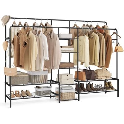 SONGMICS Portant à Vêtements, Armoire Penderie Ouverte, Porte-manteau avec 9 Étagères, Cadre en Métal, Tringles, pour Chambre, Salon, Entrée, Noir HSR183B01 - Publicité SONGMICS Portant à Vêtements, Armoire Penderie Ouverte, Porte-manteau avec 9 Étagères, Cadre en Métal, Tringles, pour Chambre, Salon, Entrée, Noir HSR183B01 - Publicité