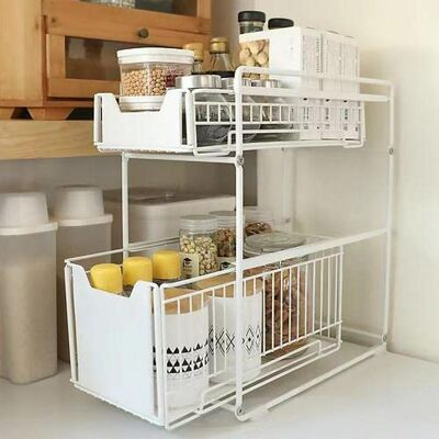 LANTUS Etagère de Rangement sous évier Rack de Stockage Extensible Organisateur Rangement de Cuisine Maison Gain de Place Meuble Etagère de 2 étages en Acier Inoxydable(37.4 * 26.5 * 44cm) - Publicité LANTUS Etagère de Rangement sous évier Rack de Stockage Extensible Organisateur Rangement de Cuisine Maison Gain de Place Meuble Etagère de 2 étages en Acier Inoxydable(37.4 * 26.5 * 44cm) - Publicité