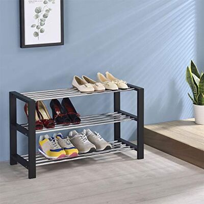 IDIMEX Etagère à Chaussures Arina 3 tablettes Noir - Publicité IDIMEX Etagère à Chaussures Arina 3 tablettes Noir - Publicité