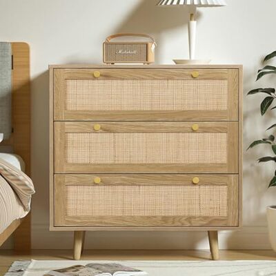 Yvsevnr Commode Rotin 3 Tiroirs, Armoire, Meuble de Rangement, Commode Chambre Bois, Bohémien, pour Le Salon, la Chambre à Coucher, la Chambre d'enfant, la Chambre d'adolescent et Le Bureau - Publicité Yvsevnr Commode Rotin 3 Tiroirs, Armoire, Meuble de Rangement, Commode Chambre Bois, Bohémien, pour Le Salon, la Chambre à Coucher, la Chambre d'enfant, la Chambre d'adolescent et Le Bureau - Publicité