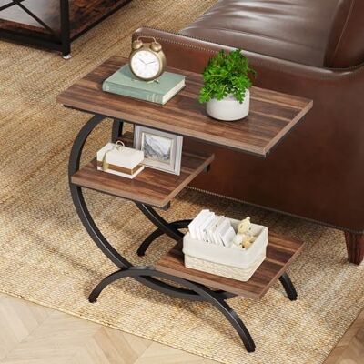Tribesigns Table d'Appoint Bois, Petite Table Basses, Table de Chevet, Bout de Canapé avec 3 Étagères pour Salon, Chambre à Coucher, Marron Foncé - Publicité Tribesigns Table d'Appoint Bois, Petite Table Basses, Table de Chevet, Bout de Canapé avec 3 Étagères pour Salon, Chambre à Coucher, Marron Foncé - Publicité