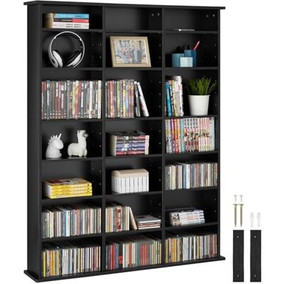 tectake ® Étagère Bibliothèque Étagère Rangement CD/DVD pour 840 CDs 105,5x19x136,5 cm Meuble de Rangement Moderne pour Rangement Bureau, Salon, Chambre, Etagere Rangement Meubles de Salon - Publicité tectake ® Étagère Bibliothèque Étagère Rangement CD/DVD pour 840 CDs 105,5x19x136,5 cm Meuble de Rangement Moderne pour Rangement Bureau, Salon, Chambre, Etagere Rangement Meubles de Salon - Publicité
