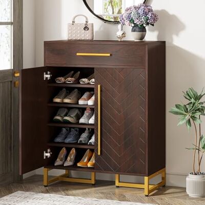 Tribesigns Meuble à Chaussures pour 20 Paires, Armoire à Chaussures Autoportante à 5 Niveaux avec Portes et Étagères Réglables, Rangement Organiseur de Chaussures pour Entrée, Couloir et Salon - Publicité Tribesigns Meuble à Chaussures pour 20 Paires, Armoire à Chaussures Autoportante à 5 Niveaux avec Portes et Étagères Réglables, Rangement Organiseur de Chaussures pour Entrée, Couloir et Salon - Publicité