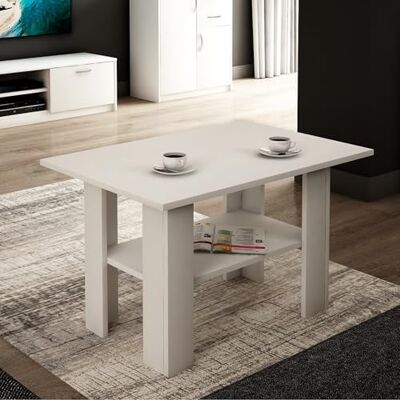 Home Collective Table basse avec étagère avec surface mate, table d'appoint de 87 cm de large design loft idéale pour chambre à coucher, salon en bois lamellé, 1 étagère pour espace de rangement supplémentaire blanc - Publicité Home Collective Table basse avec étagère avec surface mate, table d'appoint de 87 cm de large design loft idéale pour chambre à coucher, salon en bois lamellé, 1 étagère pour espace de rangement supplémentaire blanc - Publicité