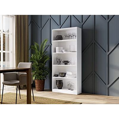 Home Collective Bibliothèque Étagère à dossiers Étagère sur Pied Séparation de pièce Blanche avec 5 Compartiments Ouverts en Bois MDF Largeur 80 cm - Publicité Home Collective Bibliothèque Étagère à dossiers Étagère sur Pied Séparation de pièce Blanche avec 5 Compartiments Ouverts en Bois MDF Largeur 80 cm - Publicité